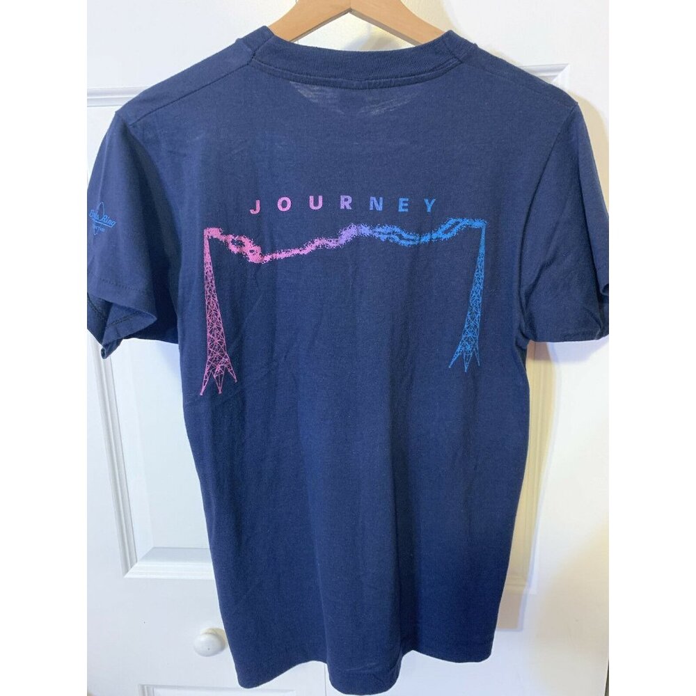Vintage 1986‎ Journey Raised on Radio Screen Stars T Shirt Sz M Blue
